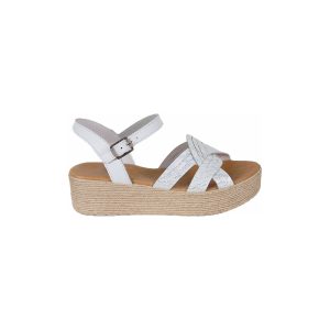 Wedge crossed leather sandal
