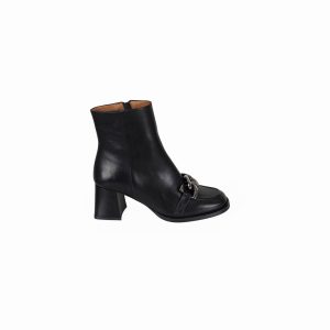 Mid height heel chain ankle boot