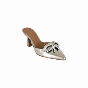 Metallic high heeled slide